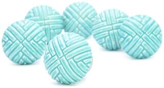 Buy Casa Decor Pack Of 6 Ceramic Cyan Stripe Decorative Door Knobs