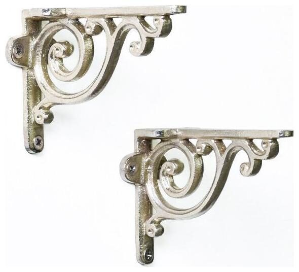 

Casa Decor Silver Sylvan Stencil Wall Bracket for Wall Shleves Home Decor - Set of 2