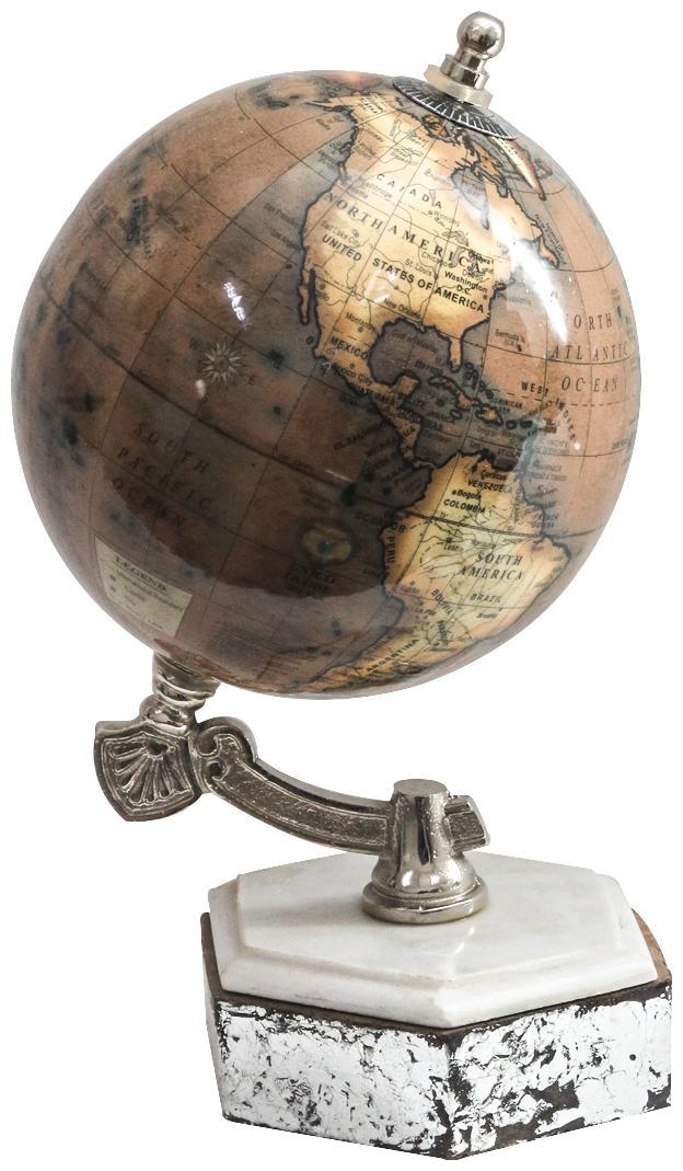 

Casa Decor Umber Silver Foil Globe Home and Office Table Decor