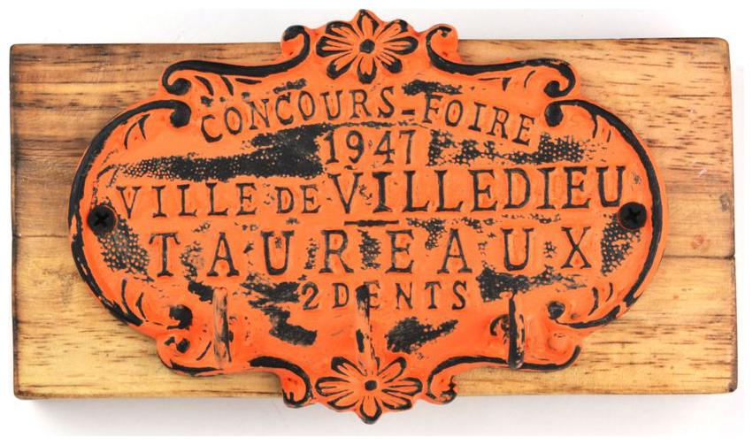 

Casa Decor Vintage Rustic Western Home Bathroom Kitchen Metal Key Holder with 1 inch Wooden Block Hanging Wall D cor Distressed Orange