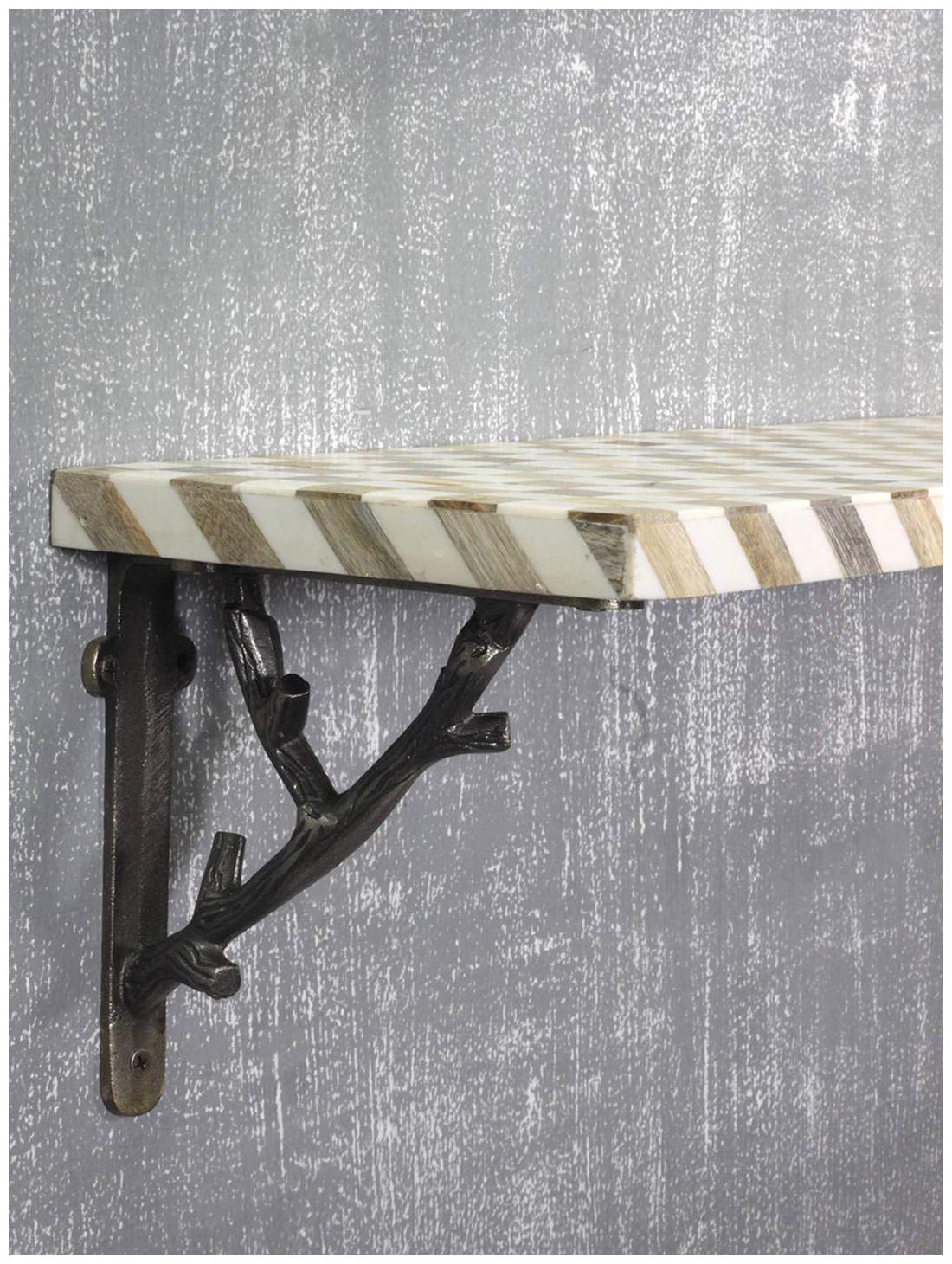 

Casa Decor Windowpane Check Wooden Decorative Wall Hanging Wooden Bracket Shelf (Standard Size Bronze)