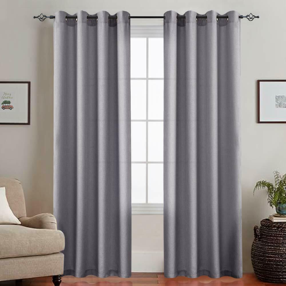 

Casual Weave Curtain Grommet Top Linen Textured Privacy Drapes Panel 2 Panels