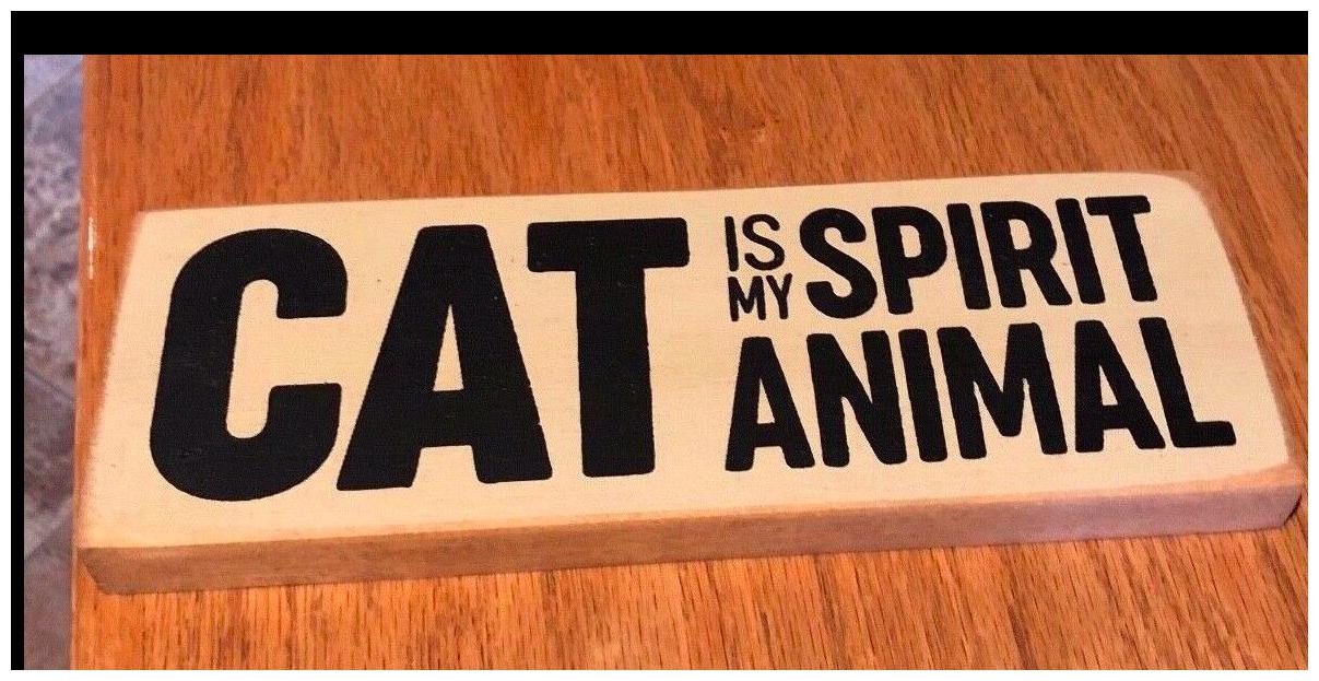 

Cat is my Spirit Animal Sign Wood Kitten Love Cats Brown Old finish painted New