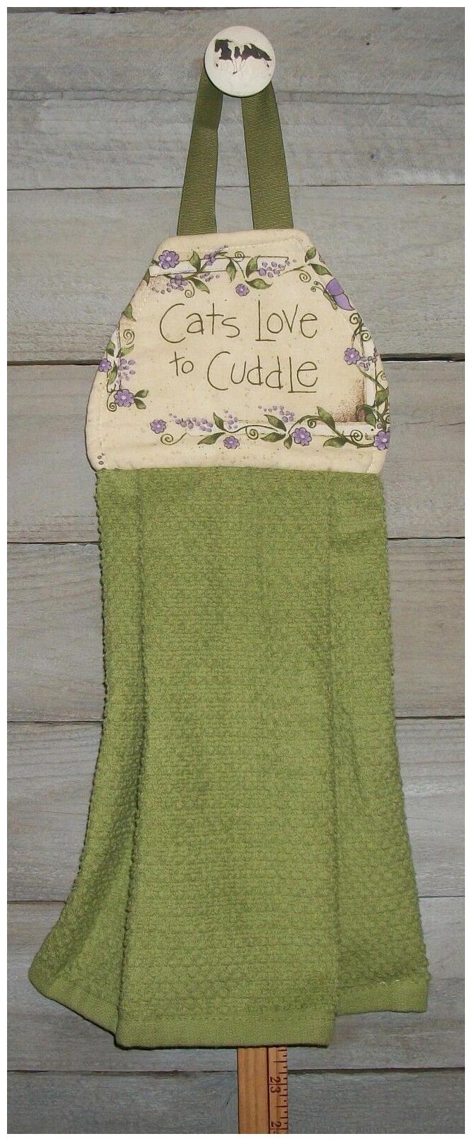 

Cat Loves Welcome Cats Love to Cuddle Kitchen Fridge Cabinet Dishtowel Handmade