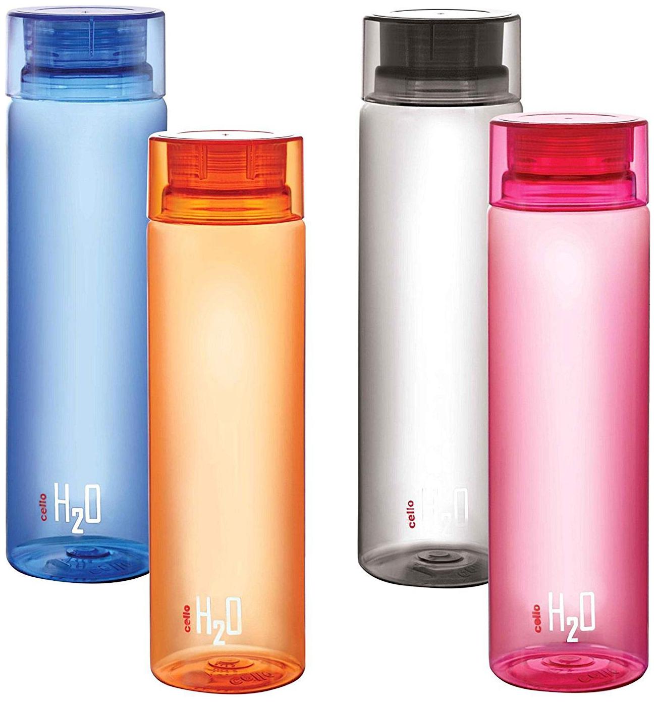 

Cello H2O Round Plastic Water Bottle 750Ml Set Of 4 Assorted