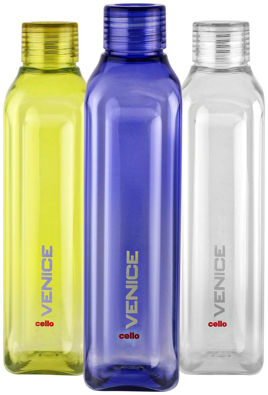 

Cello Venice Exclusive Edition Plastic Water Bottle Set 1 Litre Set of 3 Multicolor