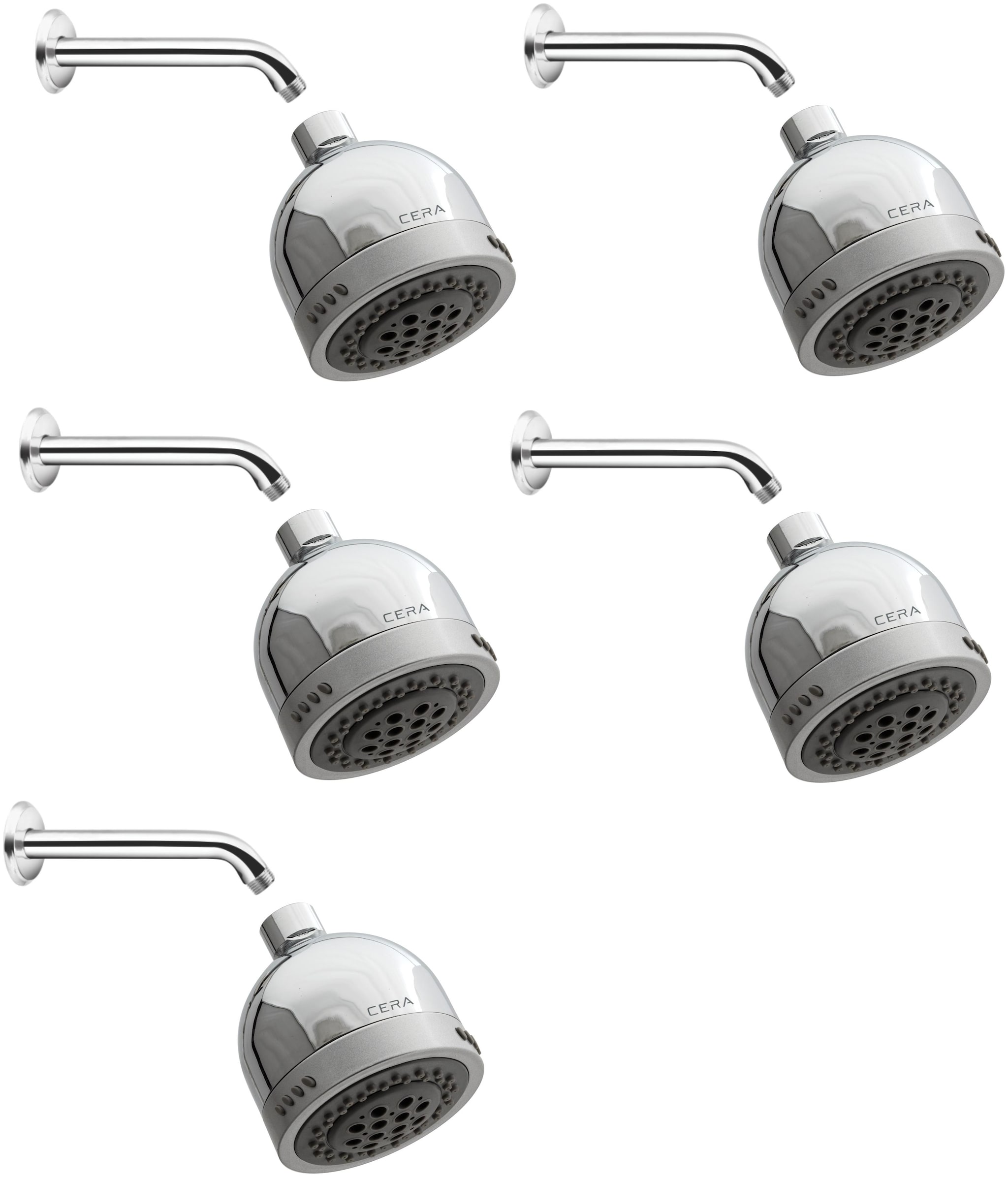 

CERA - Overhead Shower 80 MM (3 Inches) with 3 Flow and Shower Arm 230 MM (9 Inches) with Wall Flange Set of 5 pcs