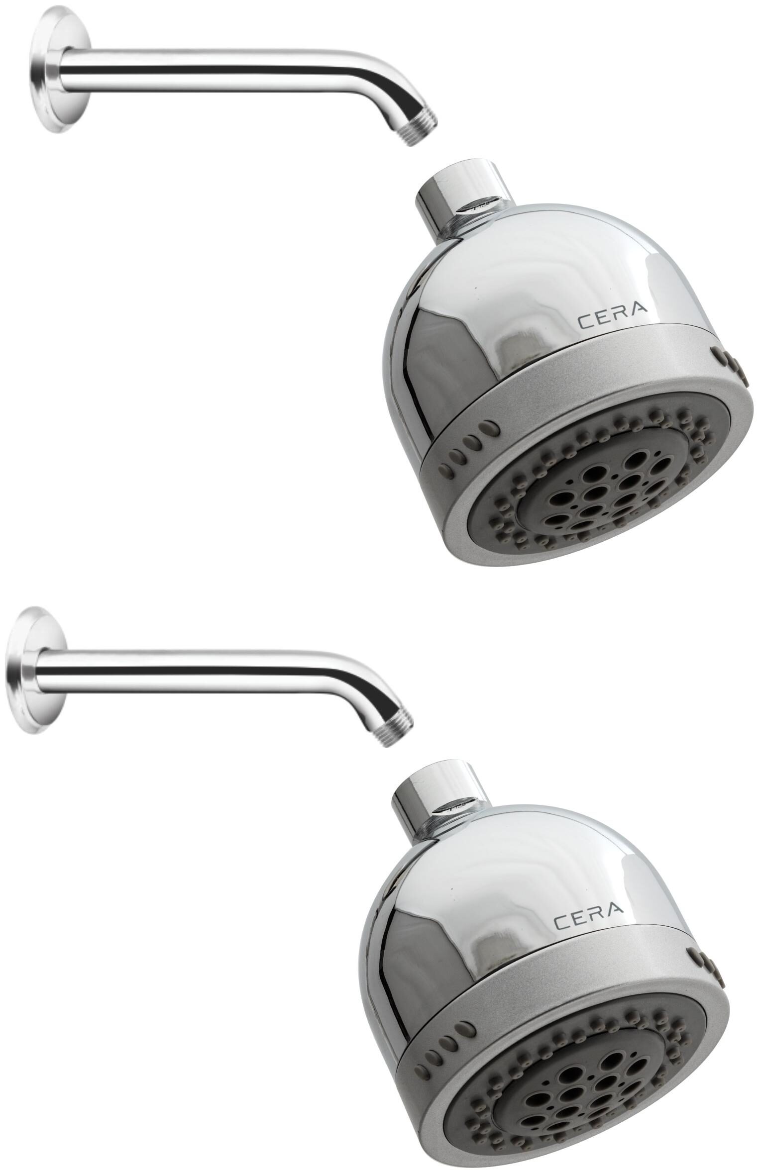 

CERA - Overhead Shower 80 MM (3 Inches) with 3 Flow and Shower Arm 230 MM (9 Inches) with Wall Flange Set of 2 pcs