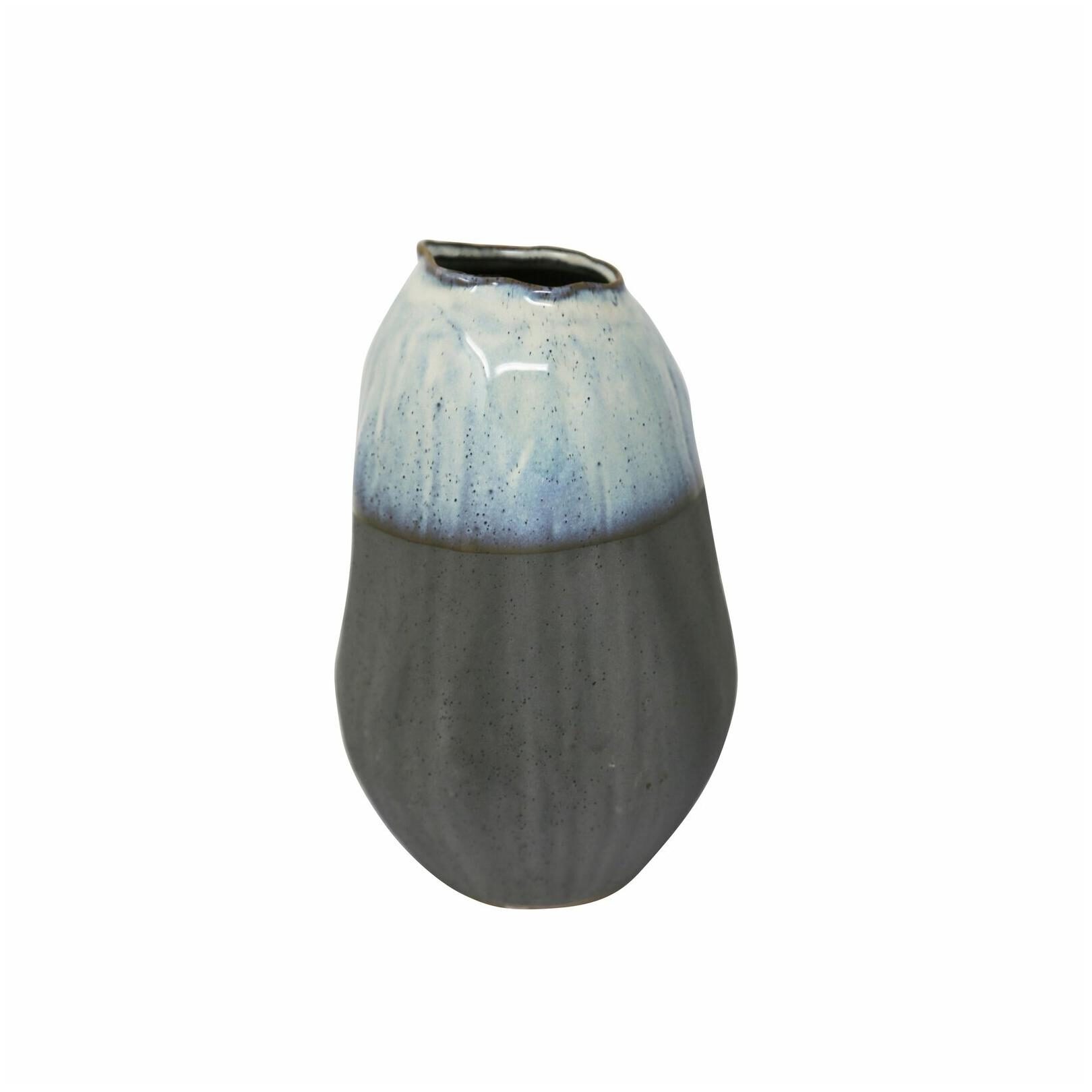 

Ceramic Two Toned Vase with Titled Mouth Rim and Bottom Grey