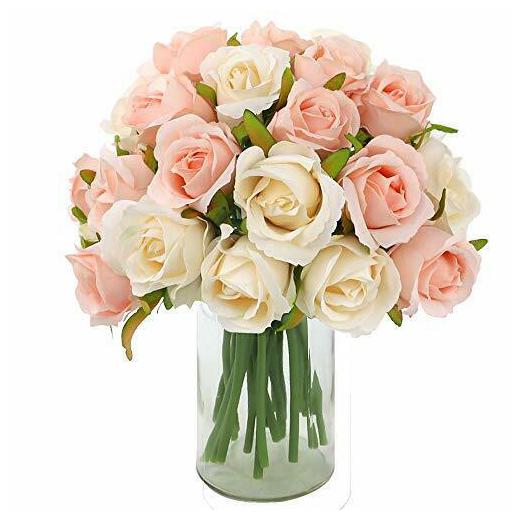 

CEWOR 2 Packs Artificial Rose Flowers 12 Heads Silk Flowers Rose Bouquet for