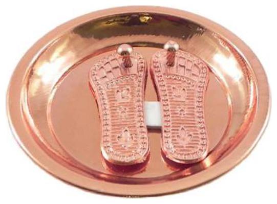 

Charan Paduka With Copper Plate Decorative Showpiece