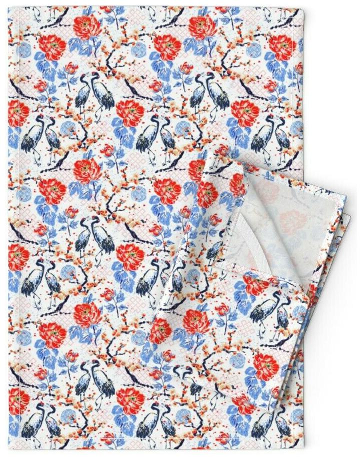 

Chinoiserie Japanese Inspired Linen Cotton Tea Towels by Roostery Set of 2