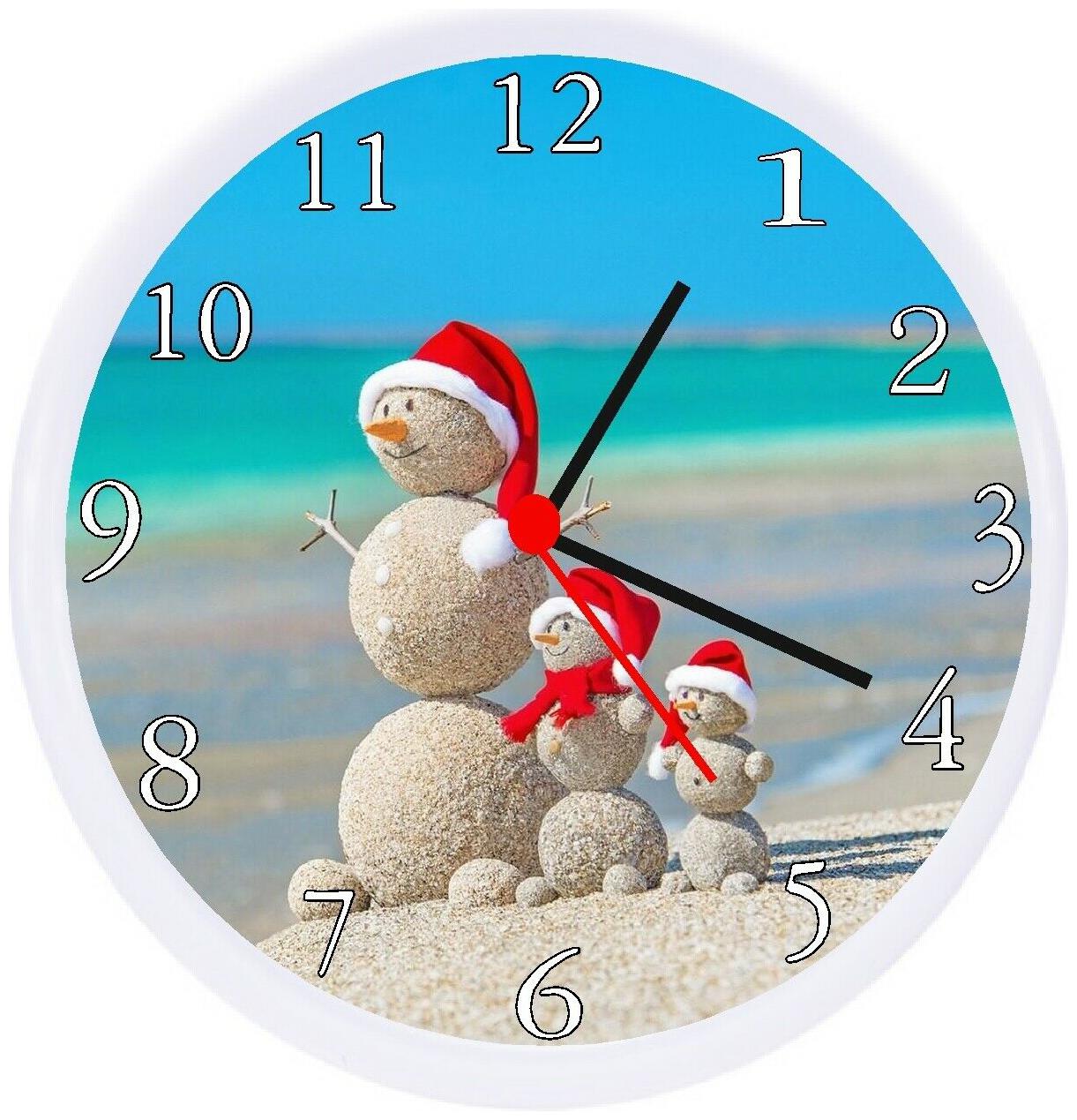 

Christmas Snowman on the beach Wall Clock