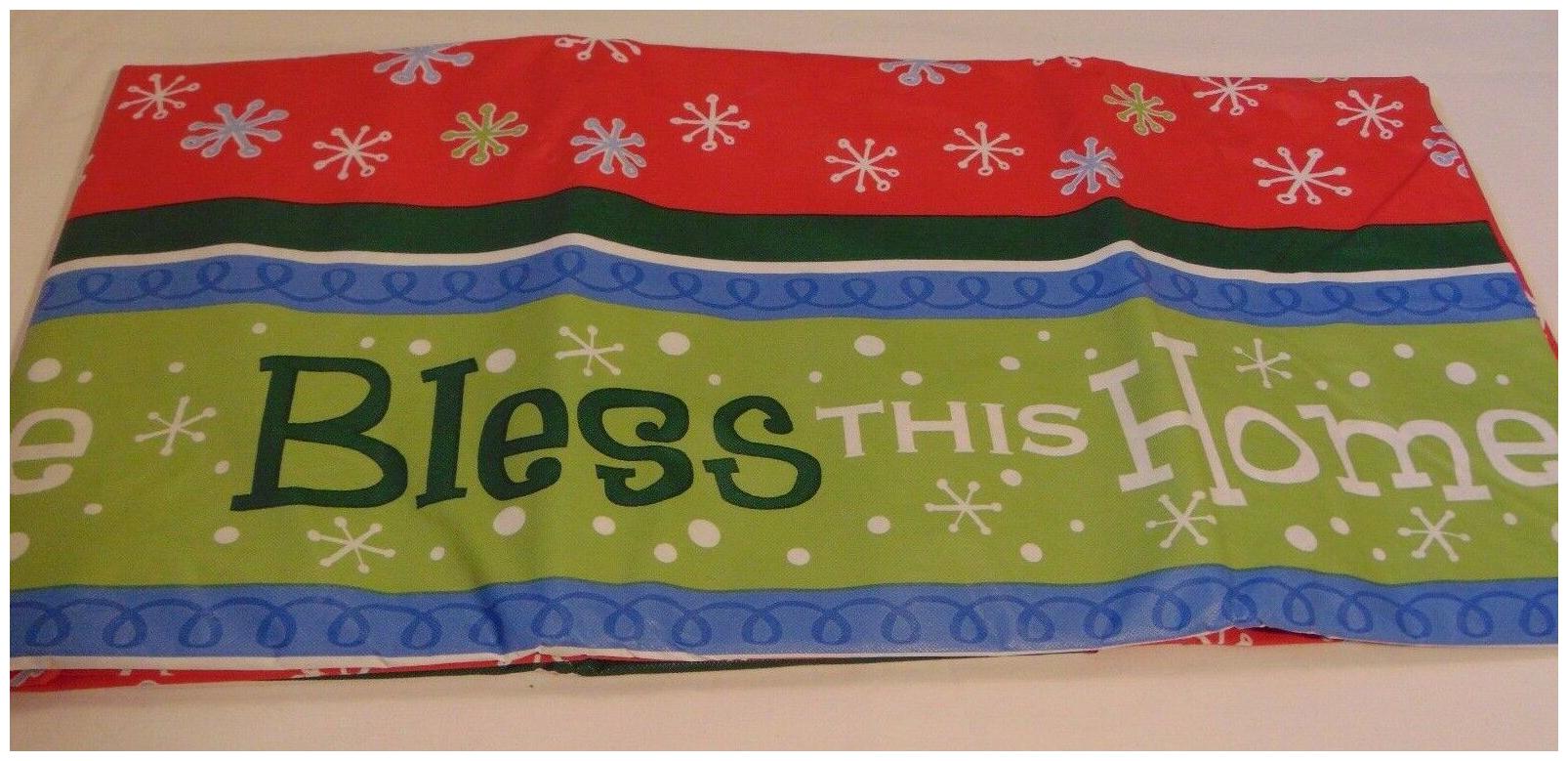 

Christmas Tablecloth Vinyl 52 x 70 NEW Rectangle Flannel Back BLESS THIS HOUSE