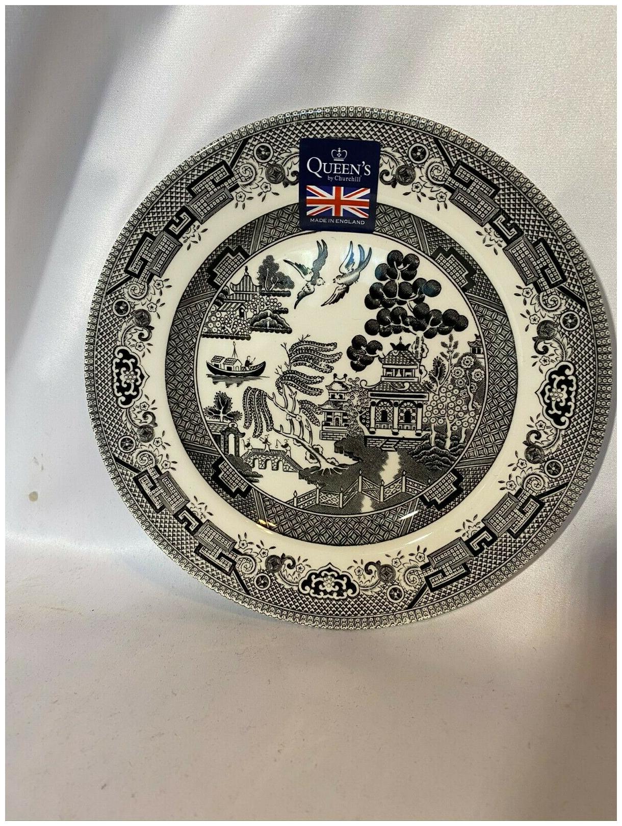 

Churchill Queens London GARDEN WILLOW 4 SALAD DESSERT PLATES NEW Dinnerware