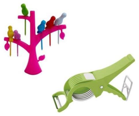 

Citresa 2 In 1 Vegetable Cutter Peeler With 1 Set of Plastic Fruit Fork