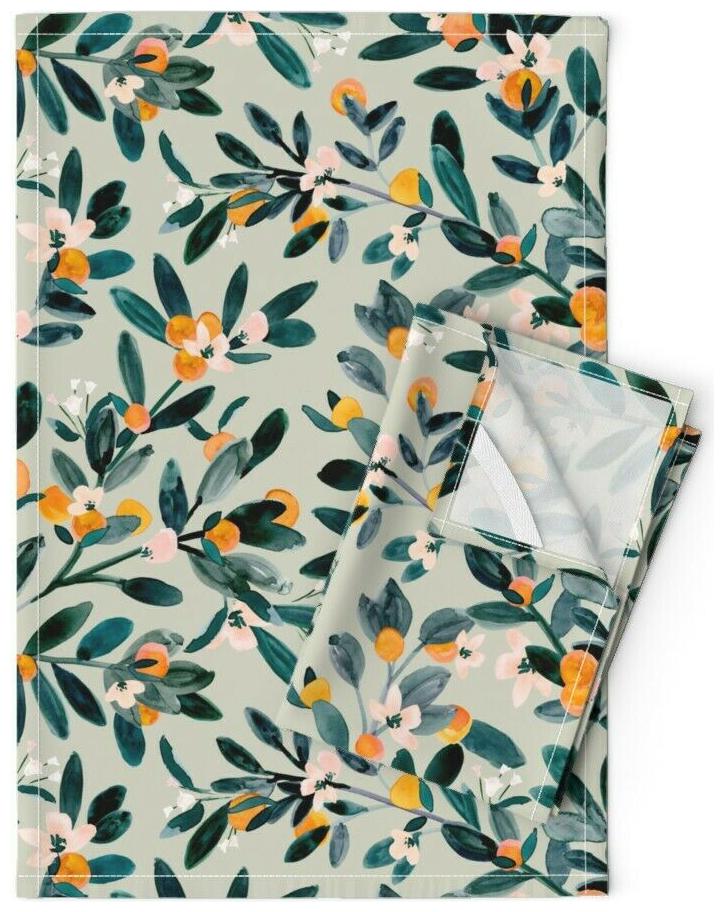 

Citrus Fruit Watercolor Oranges Linen Cotton Tea Towels by Roostery Set of 2