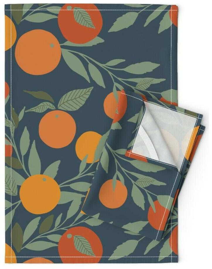 

Citrus Fruit Tropical Oranges Linen Cotton Tea Towels by Roostery Set of 2
