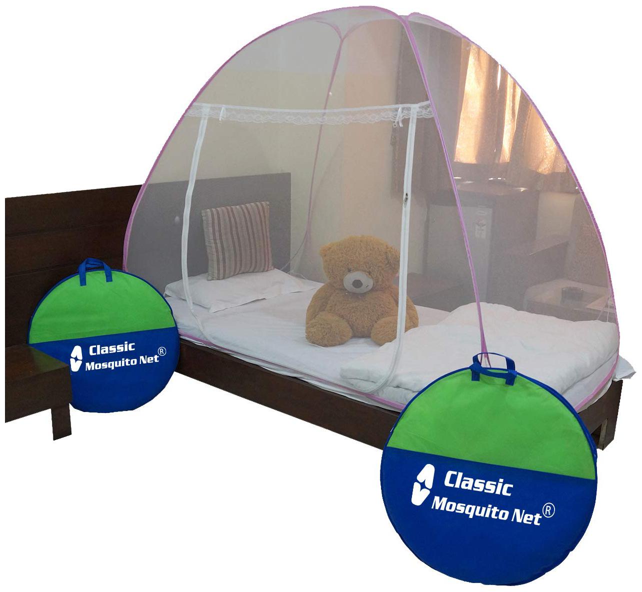 

Classic Mosquito Net Classic Foldable Mosquito Net (Single Bed)With Free Saviours - (Pink)