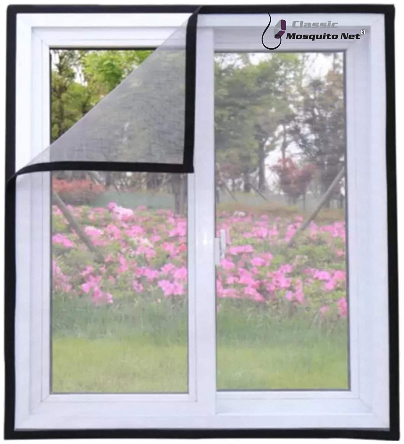 

Classic Mosquito Net Fiberglass for Windows and Self-Adhesive Hook Pre-Stitched Edge Fabric (Black)