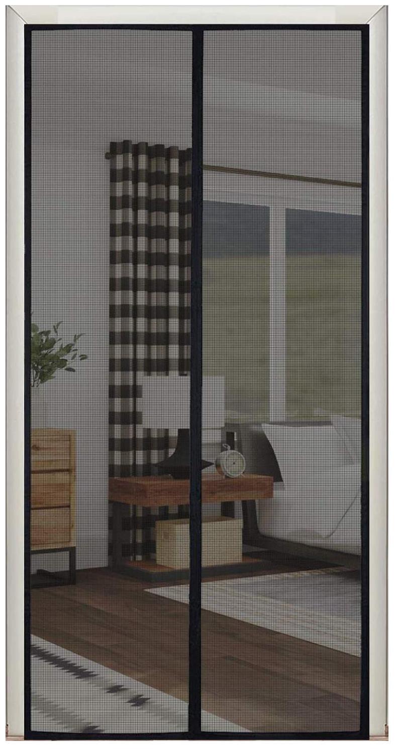

Classic mosquito net for Door with Magnet Fiberglass mesh for Main Doors Balcony Doors Or Kitchen Doors Self-Closing Quick Bug Insect Mesh (200x100 cm Black)