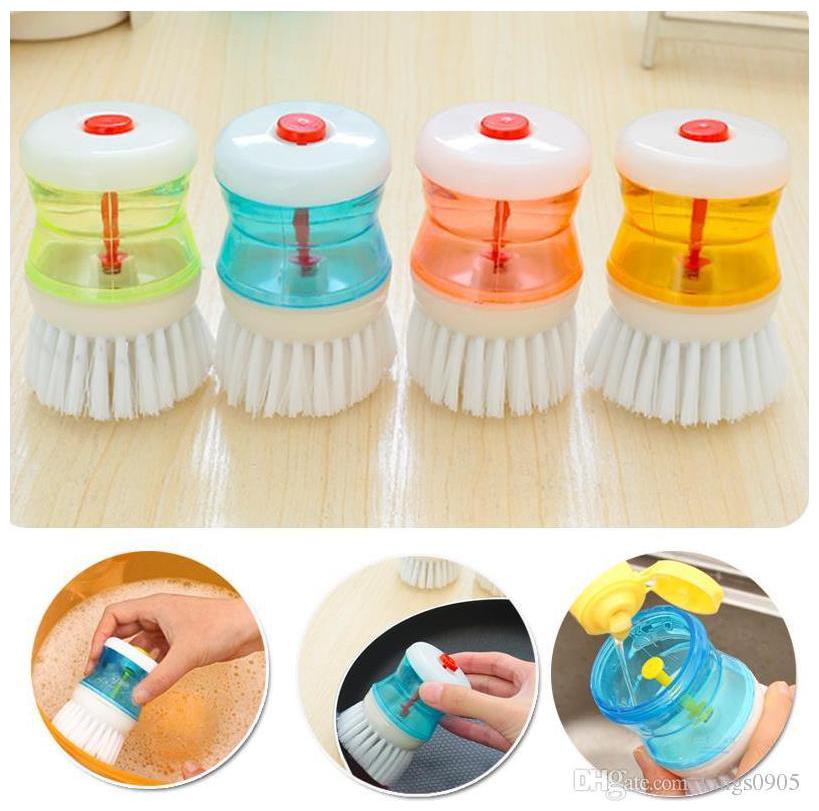 

Cleaning Brush With Liquid Soap Dispenser (Set of 4Pcs)