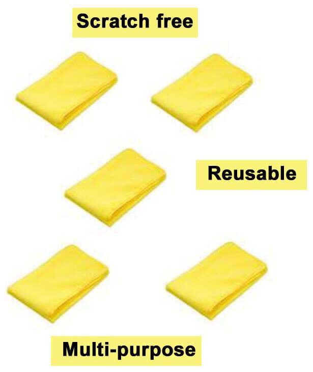 

CLEDUS ULTRASOFT Multipurpose Microfibre Cleaning Cloth - 40 cm x 40 cm - 340 gsm (Yellow Pack of 5)