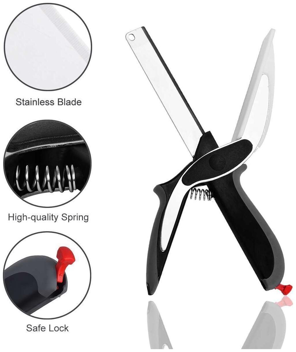 

Clever Cutter 2 In 1 Food Chopper Slicer Dicer Vegetable Fruit Cutter Kitchen Scissors Knife Board