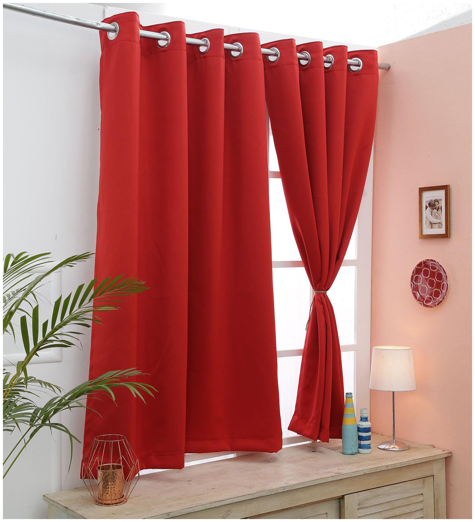 

Cliths Both Sided Red Color Room Darkening Blackout Curtains-Two Panels for Window (137 cm (54 inch) x 152 cm (60 inch))