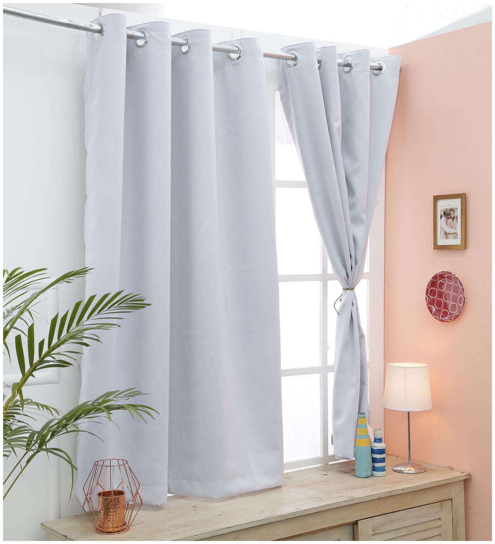 

Cliths GreyishWhite 2 Panels Grommet Light Blocking Blackout Curtains for Long Door (137 cm (54 inch) x 274 cm (108 inch))