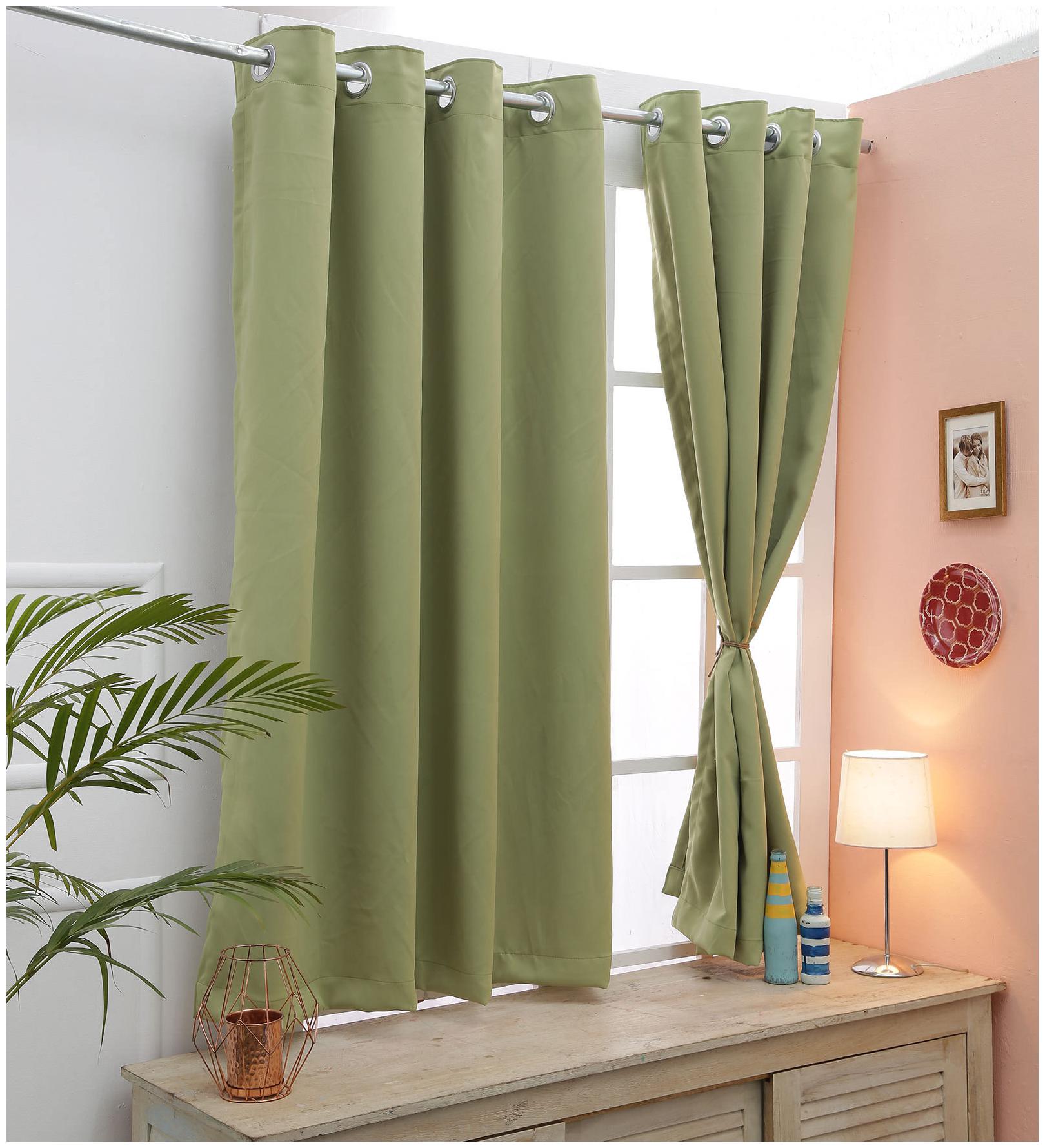 

Cliths Moss colour 2 Panel Premium Quality Blackout Curtains for Windows (137 cm (54 inch) x 152 cm (60 inch))