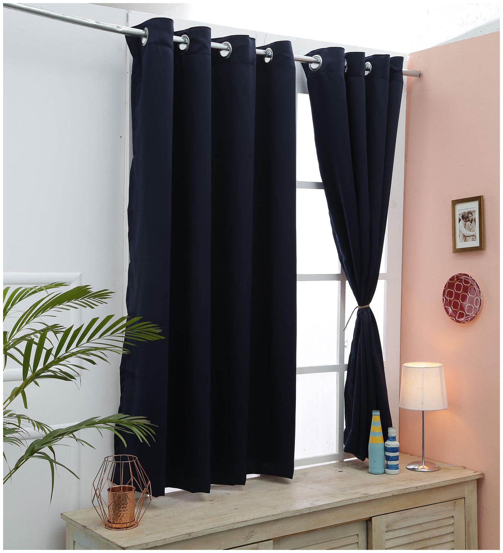 

Cliths Navy Blue 2 Panels Grommet Light Blocking Blackout Curtains for Window (137 cm (54 inch) x 152 cm (60 inch))