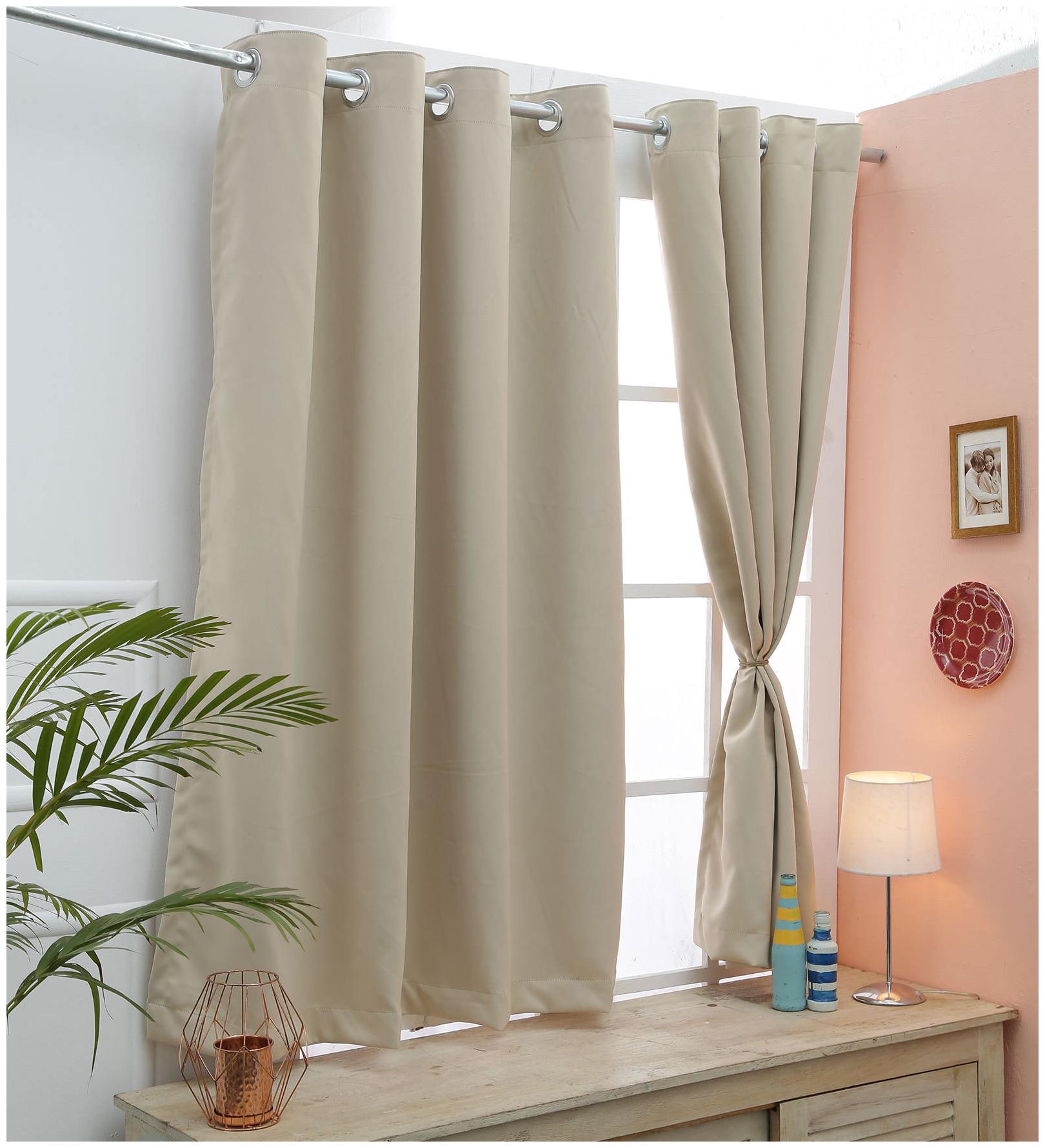 

Cliths Semolina 2 Panel Premium Quality Blackout eyelet Curtains (Long Door) (137 cm (54 inch) x 274 cm (108 inch))