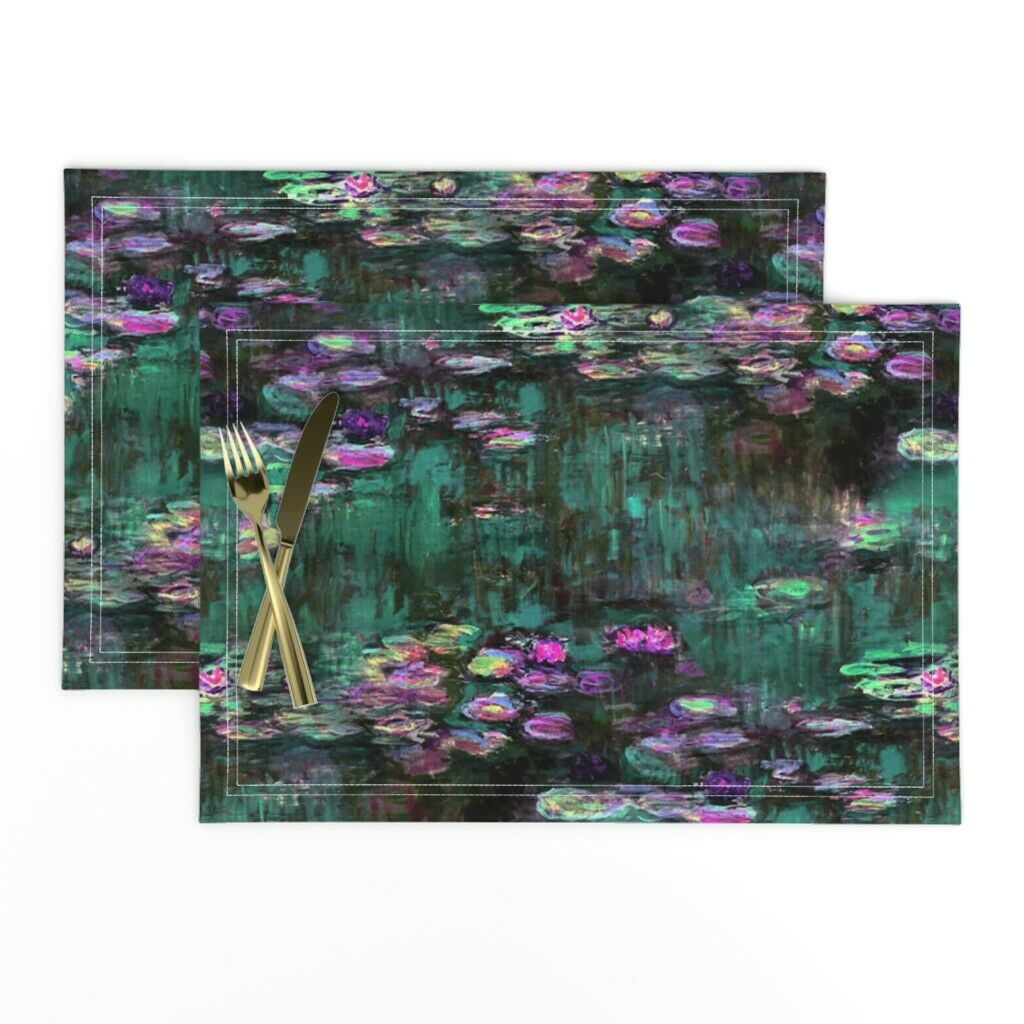 

Cloth Placemats Water Lilies Monet Floral Painting Impressionist Set of 2