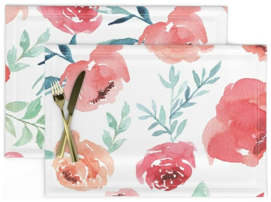 

Cloth Placemats Large Watercolor Floral Baby Girl Flowers Florals Set of 2