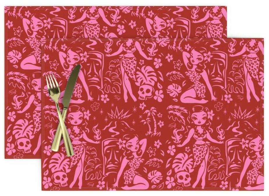 

Cloth Placemats Vintage Hawaii Tiki Hawaii Retro Hawaiian Polypop Set of 2