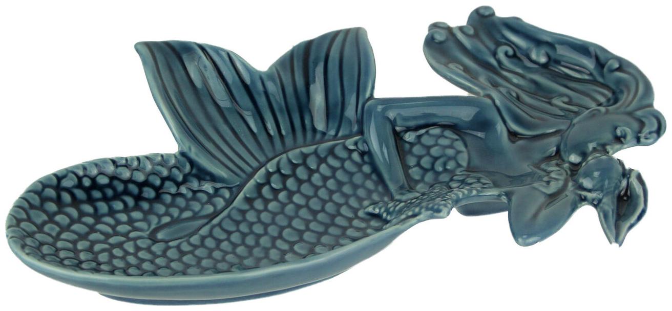 

Coastal Blue Sculpted Ceramic Mermaid Dish