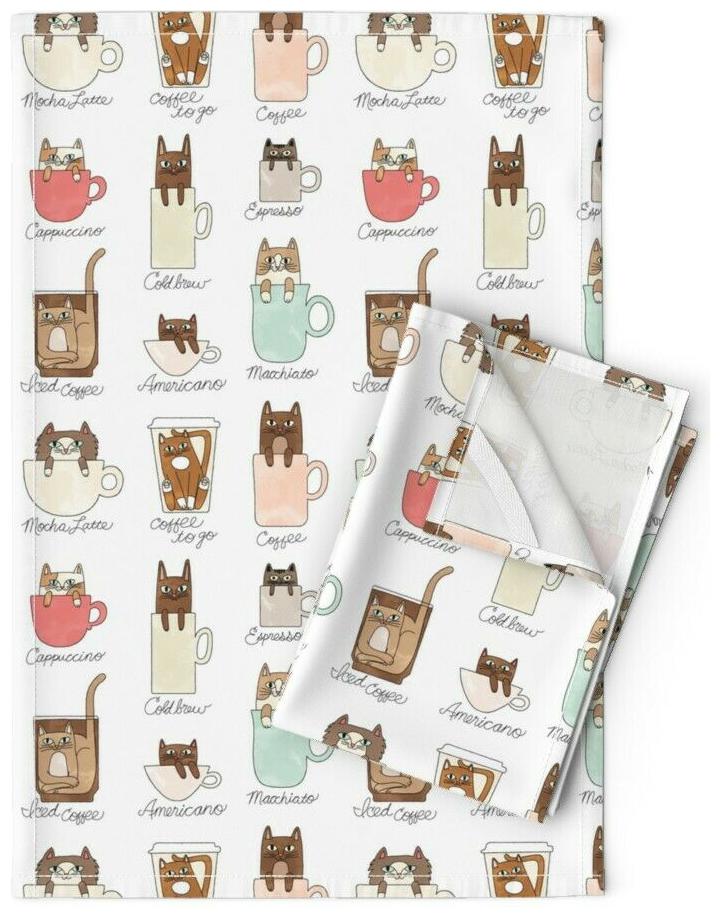 

Coffee Cats Novelty Kitsch Kitty Linen Cotton Tea Towels by Roostery Set of 2