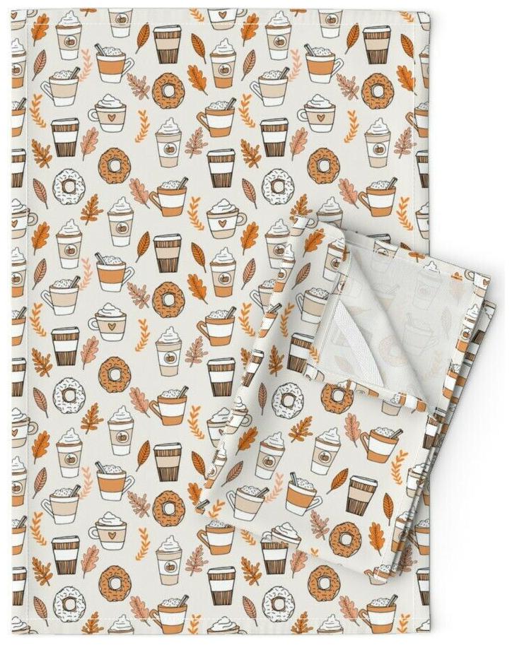 

Coffee Girly Autumn Fall Donuts Linen Cotton Tea Towels by Roostery Set of 2