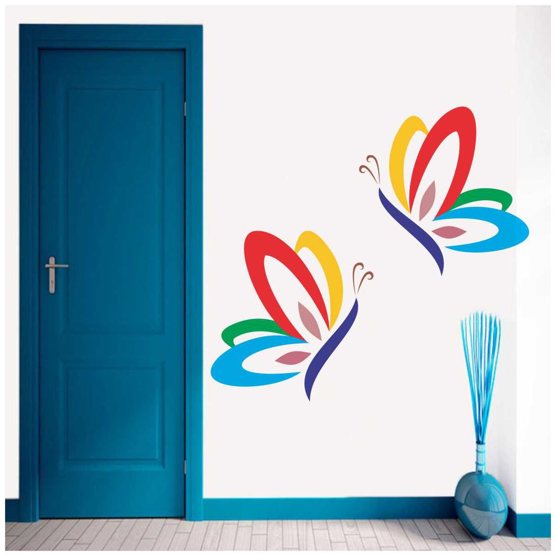 

Rawpockets Wall Stickers Colorful Butterfly Pair Wall Decal Sticker