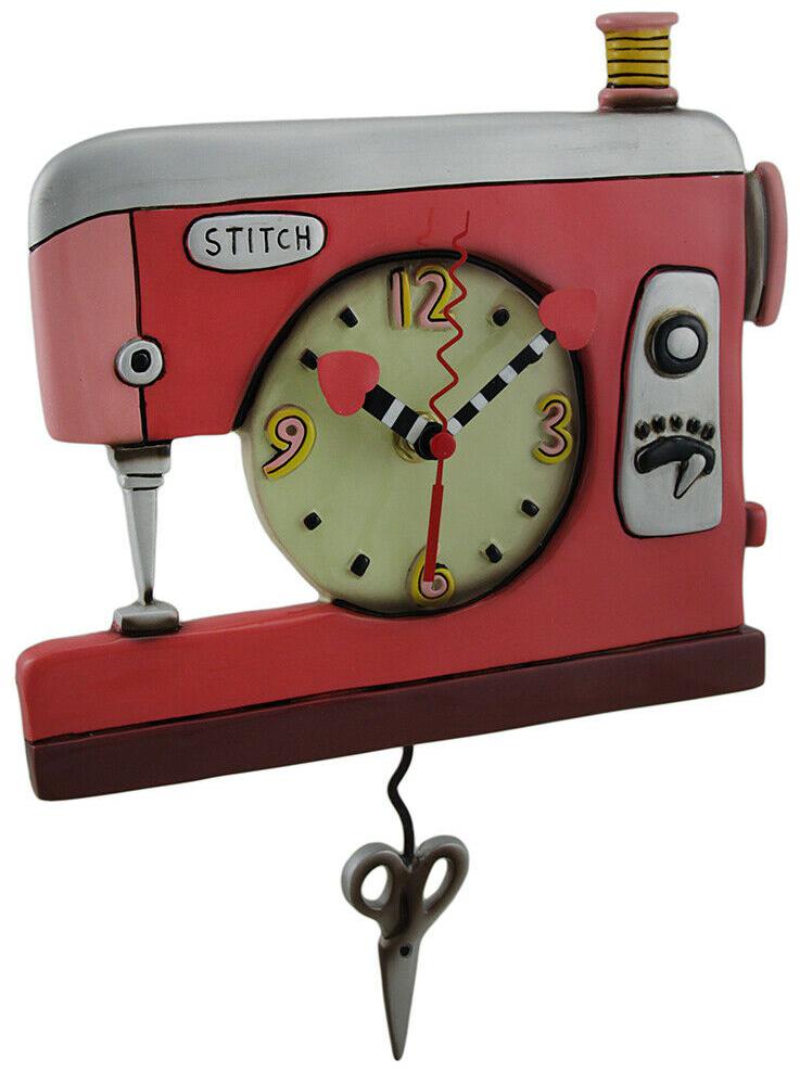 

Colorful Double Stitch Red Sewing Machine Pendulum Clock