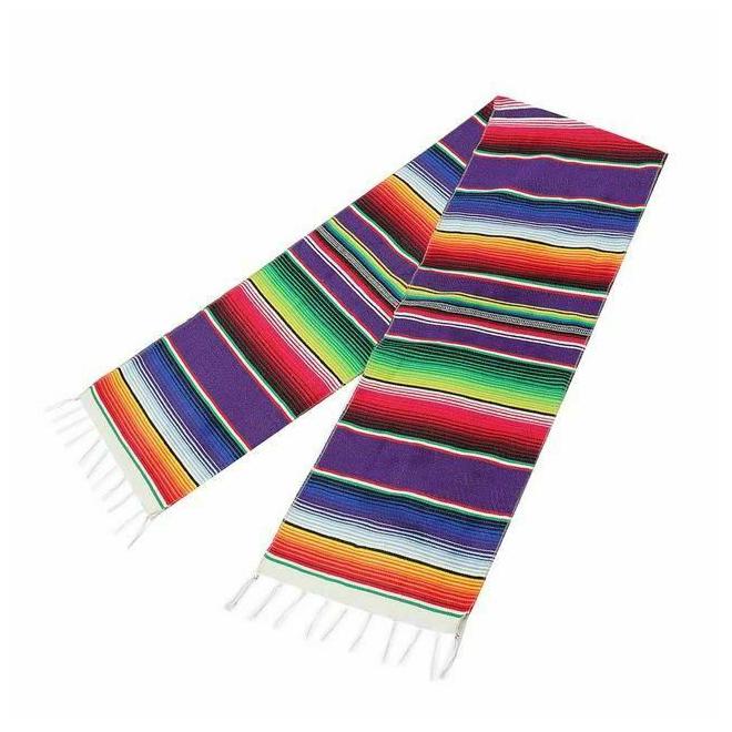 

Colorful Mexican Party Serape Cotton Tablecloth Table Runner Rainbow Wedding Par