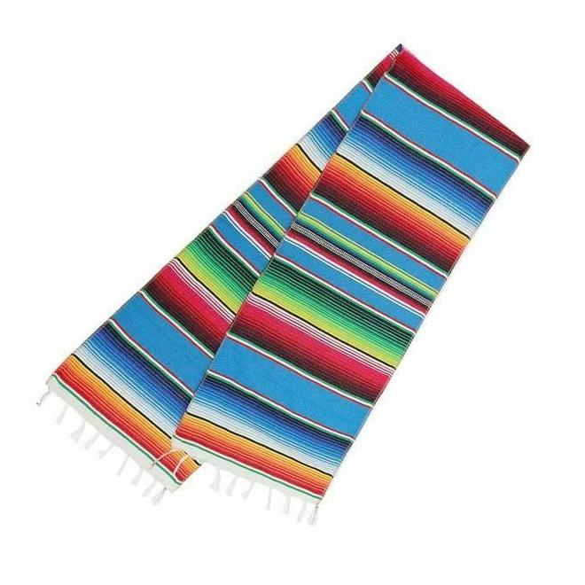 

Colorful Mexican Party Serape Cotton Tablecloth Table Runner Rainbow Wedding Par
