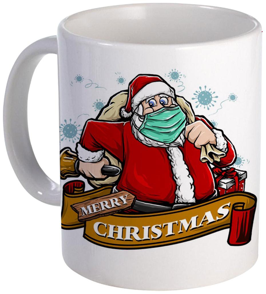 

Coloryard best happy merry christmas with santa-clause-wear-masker-pandemic-viruses-illustration design on white ceramic coffee mug gift