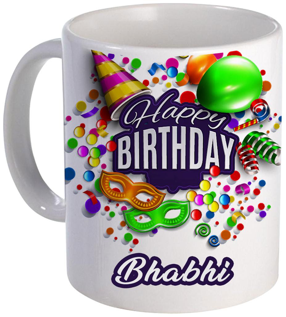 

COLORYARD best happy birthday Bhabi with birthday gift design on white ceramic coffee mug