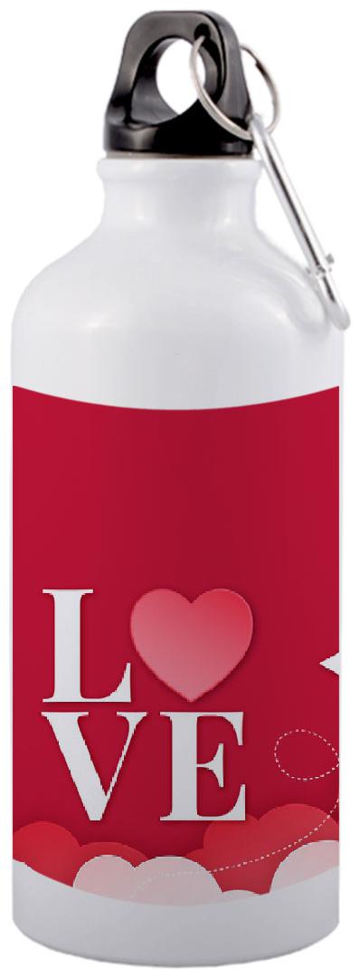 

COLORYARD Aluminium White Red Water Bottle ( 600 ml Set of 1 )
