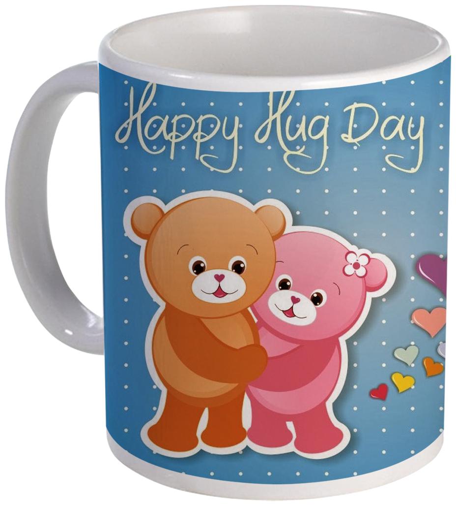

Coloryard Best Happy Hug Day Design With Romantic Cute Teddy On White Ceramic Coffee Mug