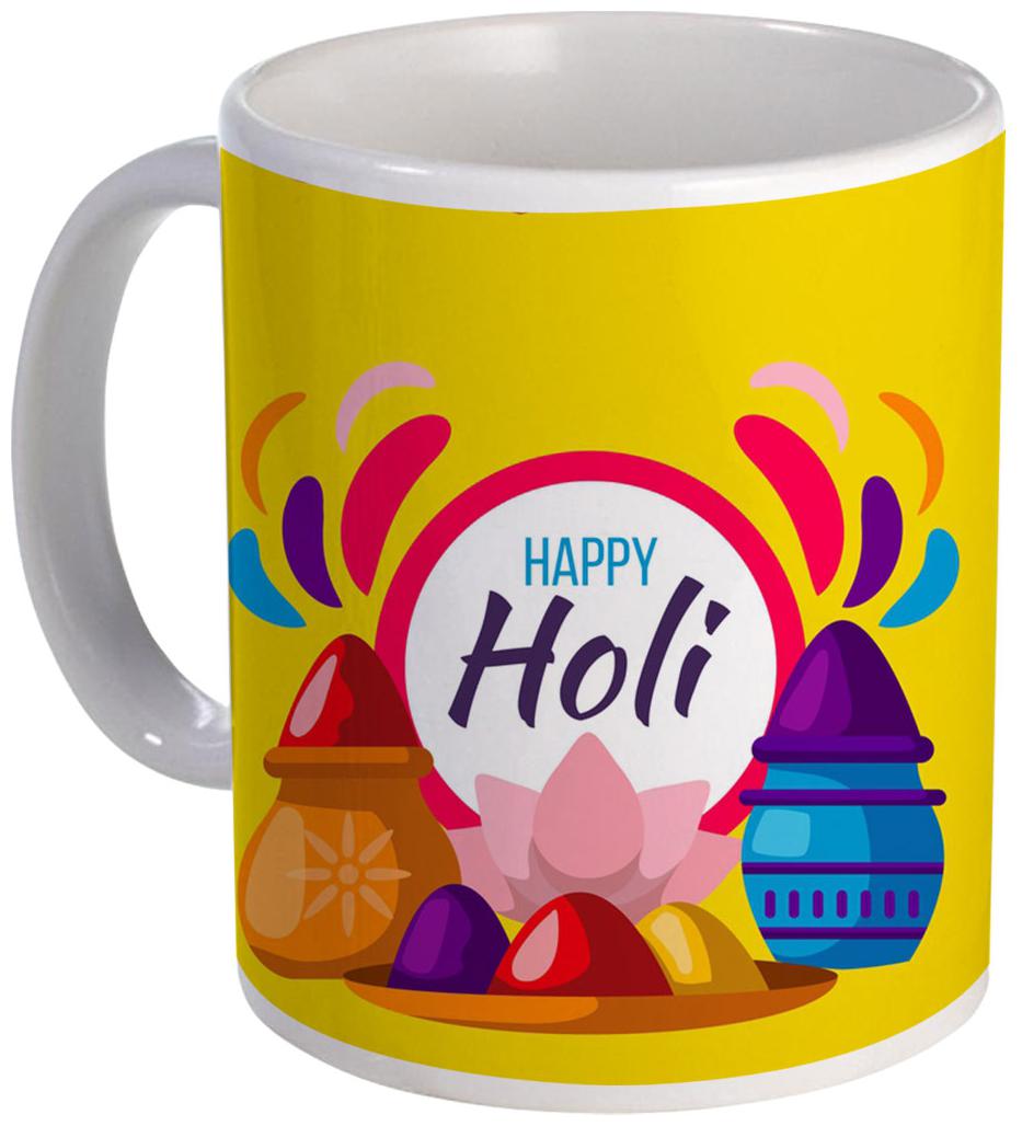 

Coloryard Best Happy Holi With Colorful-Holi-Gulal-Design On White Ceramic Coffee Mug Gift