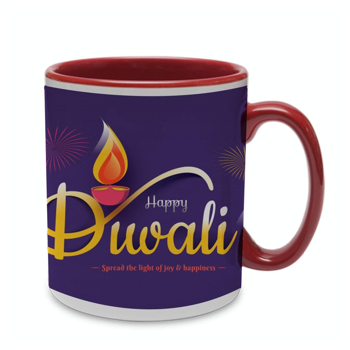 

Coloryard Best Happy Diwali Festival Background Design On Maroon Inner Handle Ceramic Coffee Mug Gift