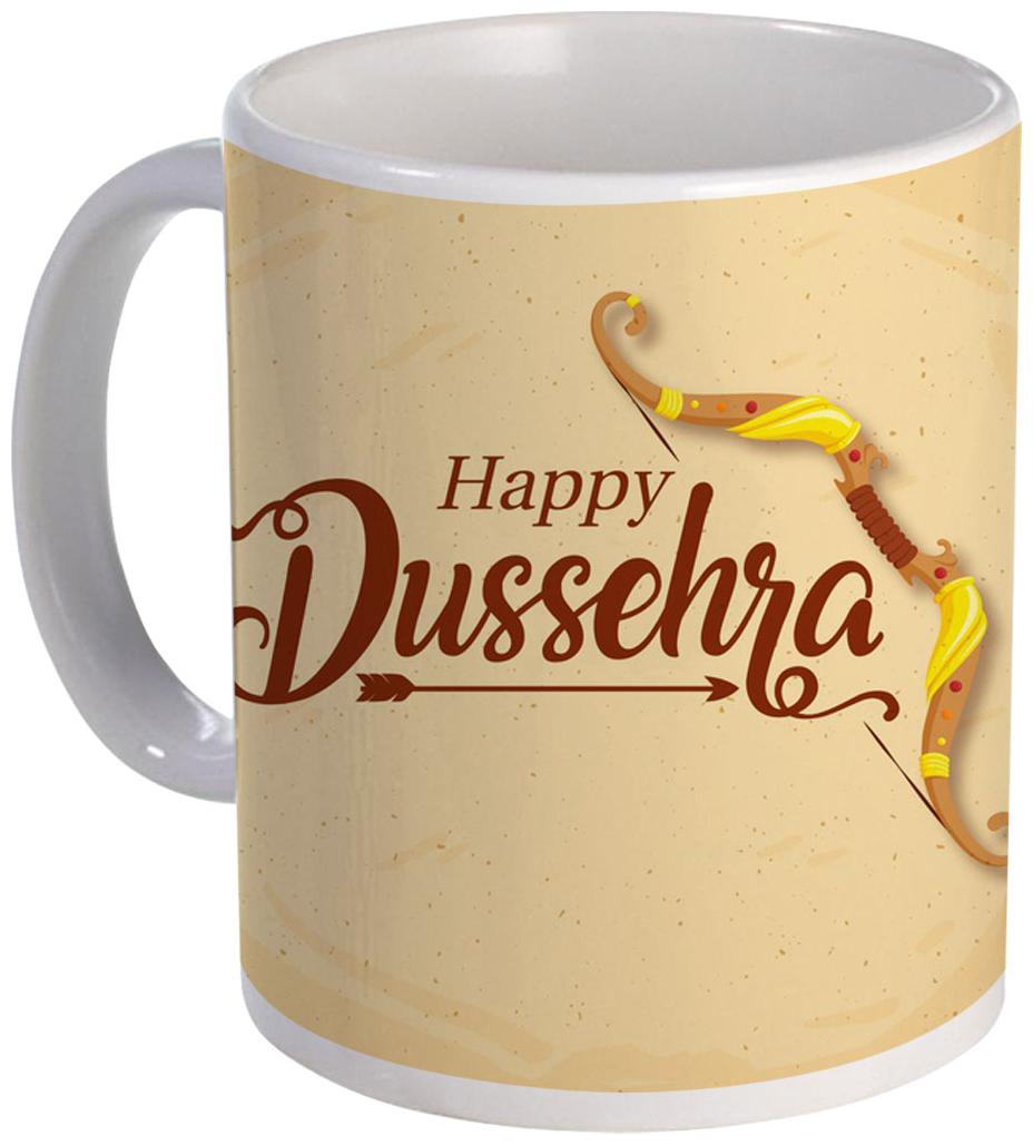 

Coloryard Best Happy Dussehra Text Design Ceramic Coffee Mug -325 ml